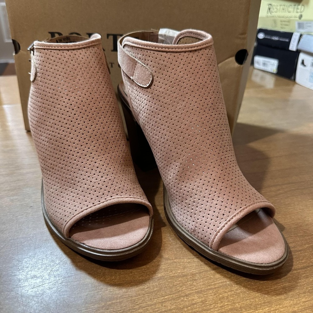 Portland Boot Company Shoes Womens Size 8.5 Dusty Pink Nikki Peep Toe Booties